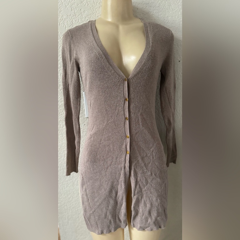 H&M Women's Beige Button-Up Cardigan long sleeve button up y2k